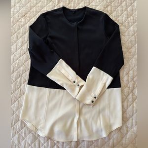 rag & bone Color Block Black and Cream Tunic with Hidden Buttons